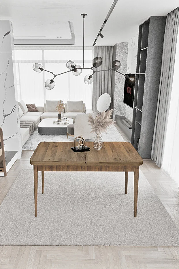 Sümela Açılabilir Tek Masa Barok Ceviz Mutfak Masası Yemek Masası Açılır